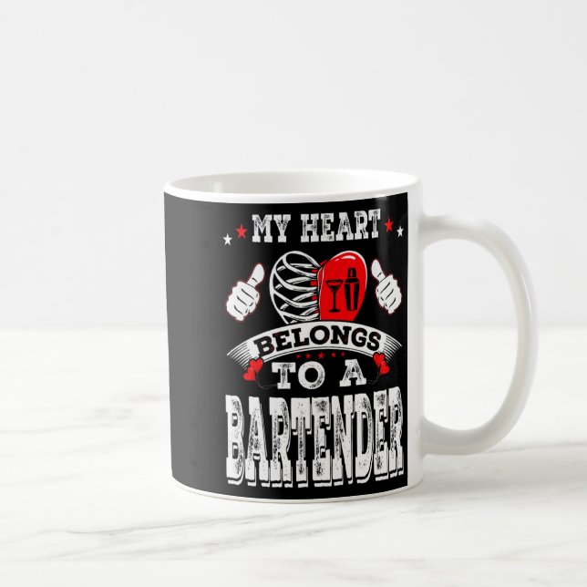 My Heart Belongs To A Bartender Valentine Day  Coffee Mug (Right)