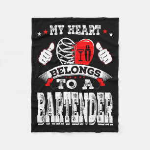 My Heart Belongs To A Bartender Valentine Day Fleece Blanket