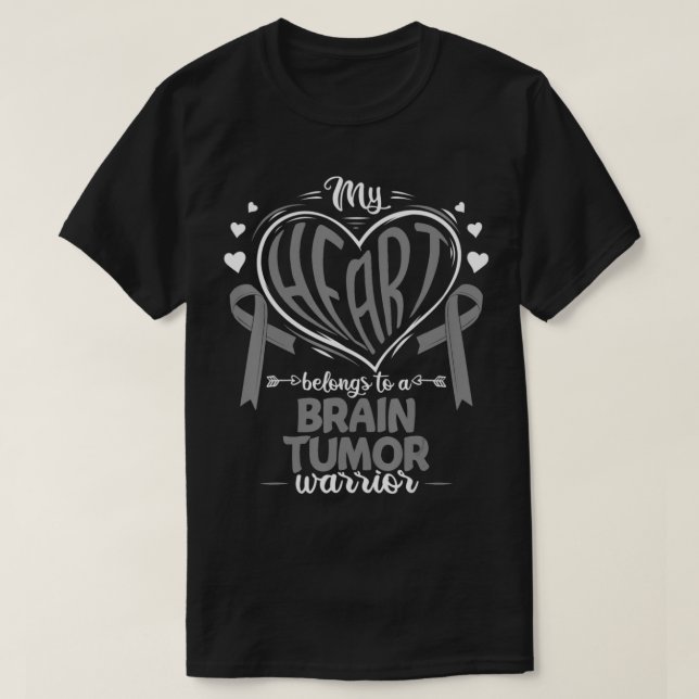 My Heart Belongs To A Brain Tumour Warrior Brain T T-Shirt (Design Front)