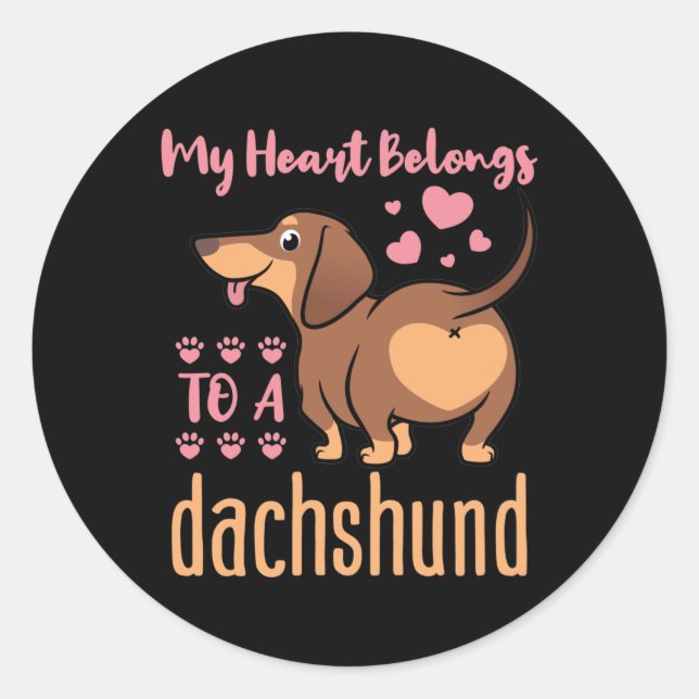 My Heart Belongs to a Dachshund Doxie Mum Dad Classic Round Sticker (Front)