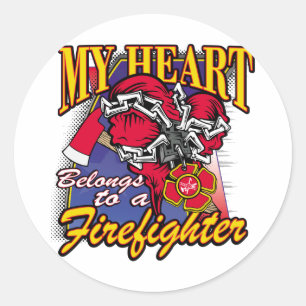 My Heart belongs to a Firefighter Classic Round Sticker