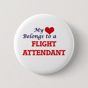 My heart belongs to a Flight Attendant 6 Cm Round Badge
