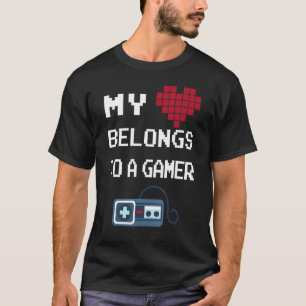 My Heart Belongs To A Gamer Gaming Valentine's Day T-Shirt