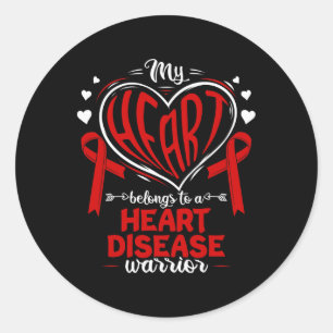 My Heart Belongs To A Heart Disease Warrior Heart Classic Round Sticker