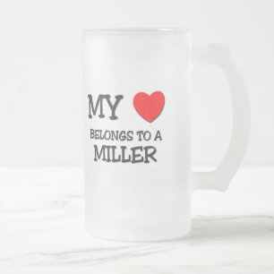 My Heart Belongs To A MILLER Frosted Glass Beer Mug