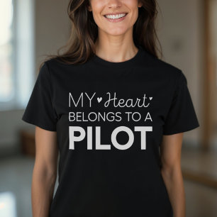 My Heart Belongs To A Pilot Cute Pilot Wife T-Shirt