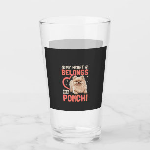 My Heart Belongs To A Pomchi Glass