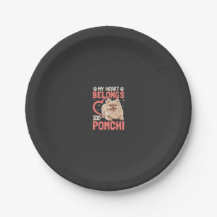 My Heart Belongs To A Pomchi Paper Plate