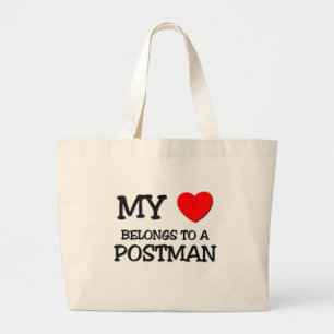 My Heart Belongs To A POSTMAN Large Tote Bag