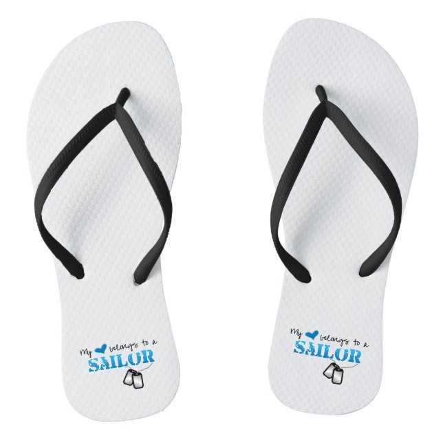 My Heart Belongs To A Sailor Flip Flops (Footbed)