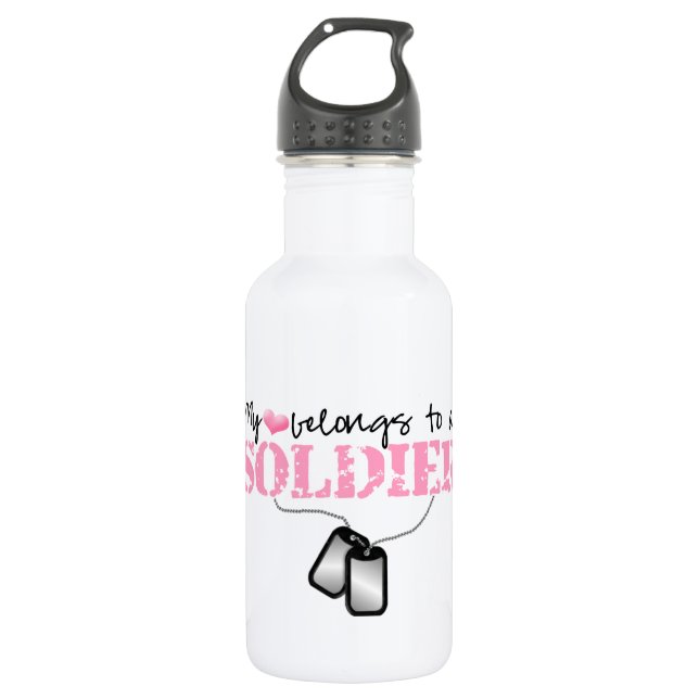 My Heart Belongs To A Soldier 532 Ml Water Bottle (Front)