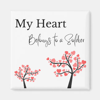 My Heart Belongs To a Soldier Heart Tree Magnet