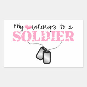 My Heart Belongs To A Soldier Rectangular Sticker