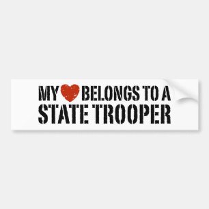 My Heart Belongs To A State Trooper Bumper Sticker