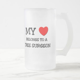 My Heart Belongs To A TREE SURGEON Frosted Glass Beer Mug