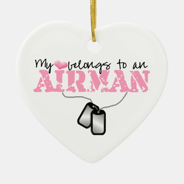My Heart Belongs to an Airman Ceramic Tree Decoration (Front)