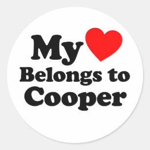 My Heart Belongs to Cooper Classic Round Sticker