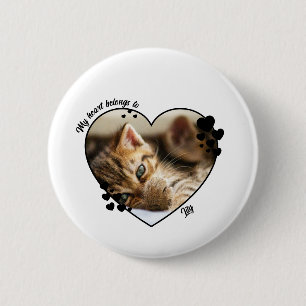 My heart belongs to customized cat T-Shirt 6 Cm Round Badge