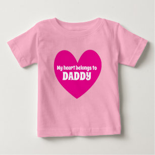 My heart belongs to Daddy pink white custom name Baby T-Shirt