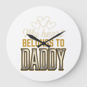 My Heart Belongs to Daddy Vintage Typography Shirt Large Clock