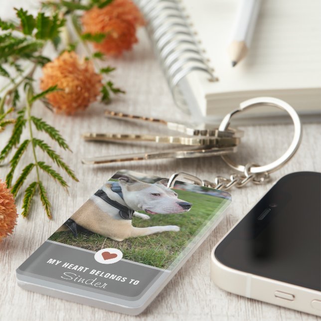 My Heart Belongs To Dog 2 Photos Key Ring (Front Right)