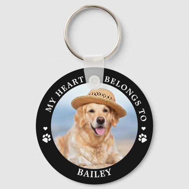 My Heart Belongs To Dog Custom Pet Photo Key Ring (Front)