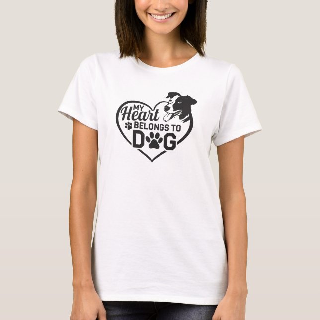 My Heart Belongs To Dog Lover Pet Photo T-Shirt (Front)