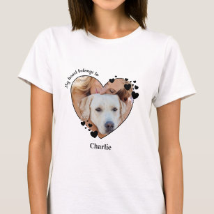 My Heart Belongs To Dog Lover Pet Photo T-Shirt