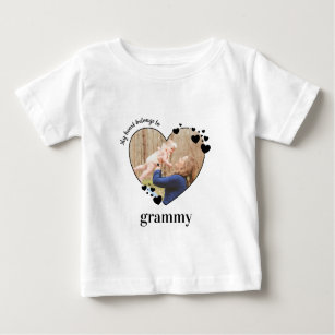 My Heart Belongs To Grammy Personalise Baby Photo  Baby T-Shirt