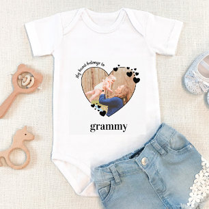 My Heart Belongs To Grammy Personalise Baby Photo  Bodysuit