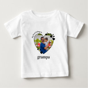 My Heart Belongs To Grandpa Custom Baby Photo  T-Shirt