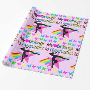 MY HEART BELONGS TO GYMNASTICS PRETTY DESIGN WRAPPING PAPER