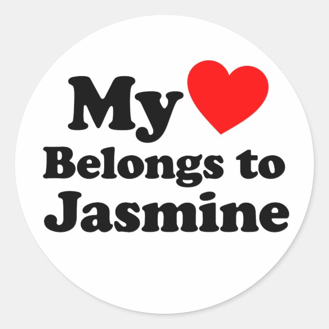 My Heart Belongs to Jasmine Classic Round Sticker (Front)