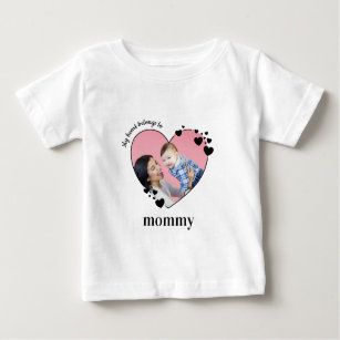 My Heart Belongs To Mummy Personalised Baby Photo Baby T-Shirt