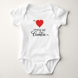 My Heart Belongs to My Auntie Calligraphy Script Baby Bodysuit