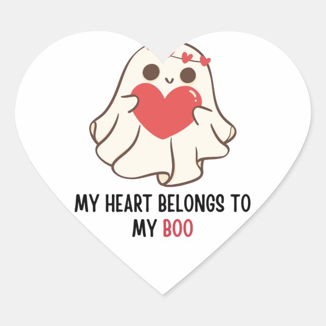 My heart belongs to my boo | happy valentine's day heart sticker (Front)