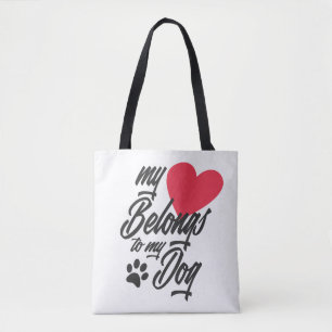 My Heart Belongs to My Dog Valentine Tote Bag