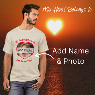 My heart Belongs to Name Red Heart photo T-Shirt