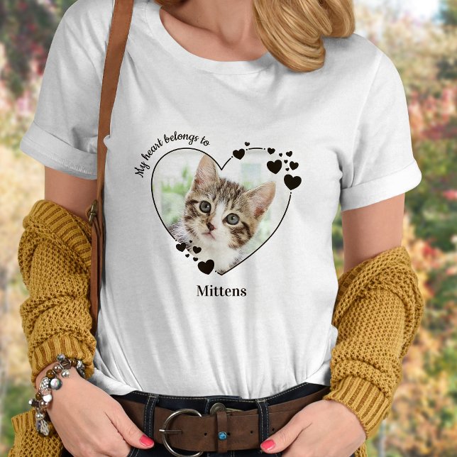 My Heart Belongs To Personalised Cat Lover Photo T-Shirt (Creator Uploaded)