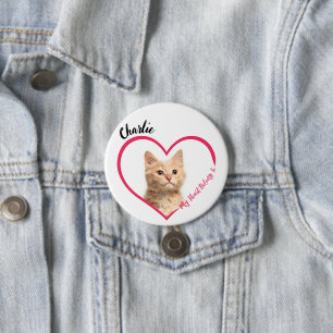 My Heart Belongs To Personalised Cat Photo & Name 7.5 Cm Round Badge