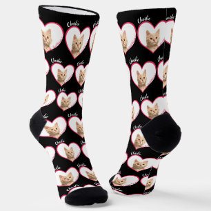 My Heart Belongs To Personalised Cat Photo & Name Socks