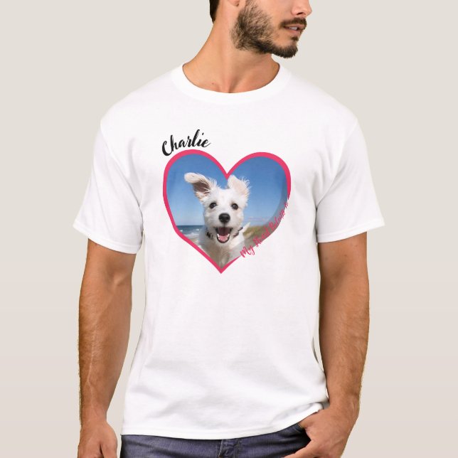 My Heart Belongs To Personalised Dog Photo & Name T-Shirt (Front)