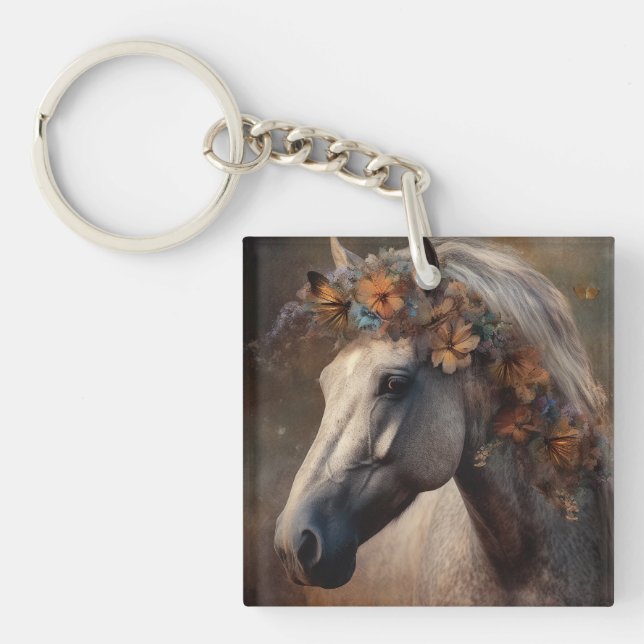 My Heart Belongs To Personalised Natural Horse  Key Ring (Front)