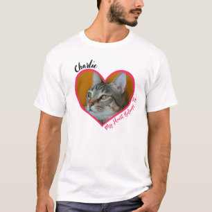 My Heart Belongs To Personalized Cat Photo & Name T-Shirt