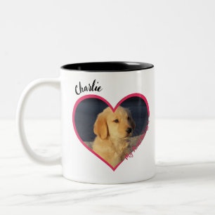 My Heart Belongs To Personalized Dog Photo & Name Two-Tone Coffee Mug