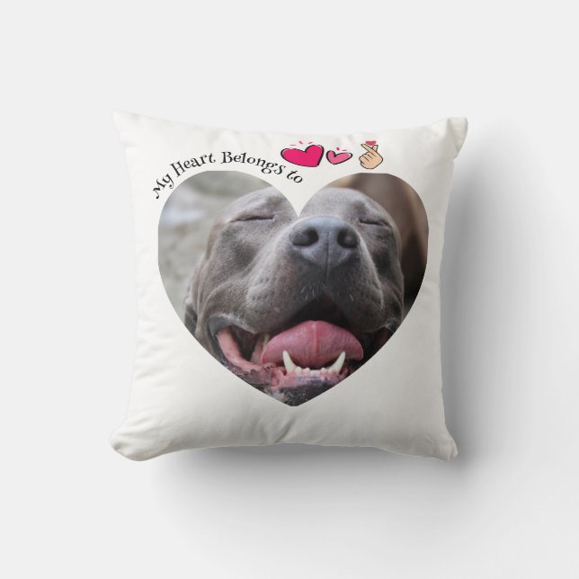 My Heart Belongs to Pitbull dog custom photo Cushion (Front)