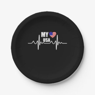 My Heart Belongs To The USA July 4th Paper Plate