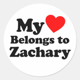 My Heart Belongs to Zachary Classic Round Sticker