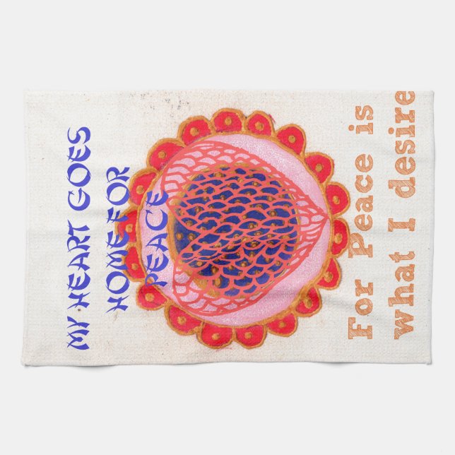"My Heart Goes Home for Peace" Art Print Tea Towel (Horizontal)