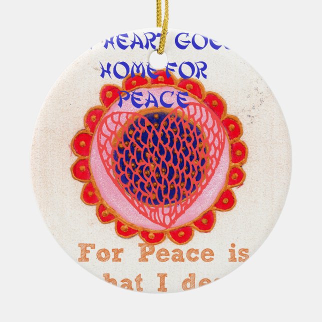 My Heart Goes Home for Peace.png Ceramic Tree Decoration (Front)